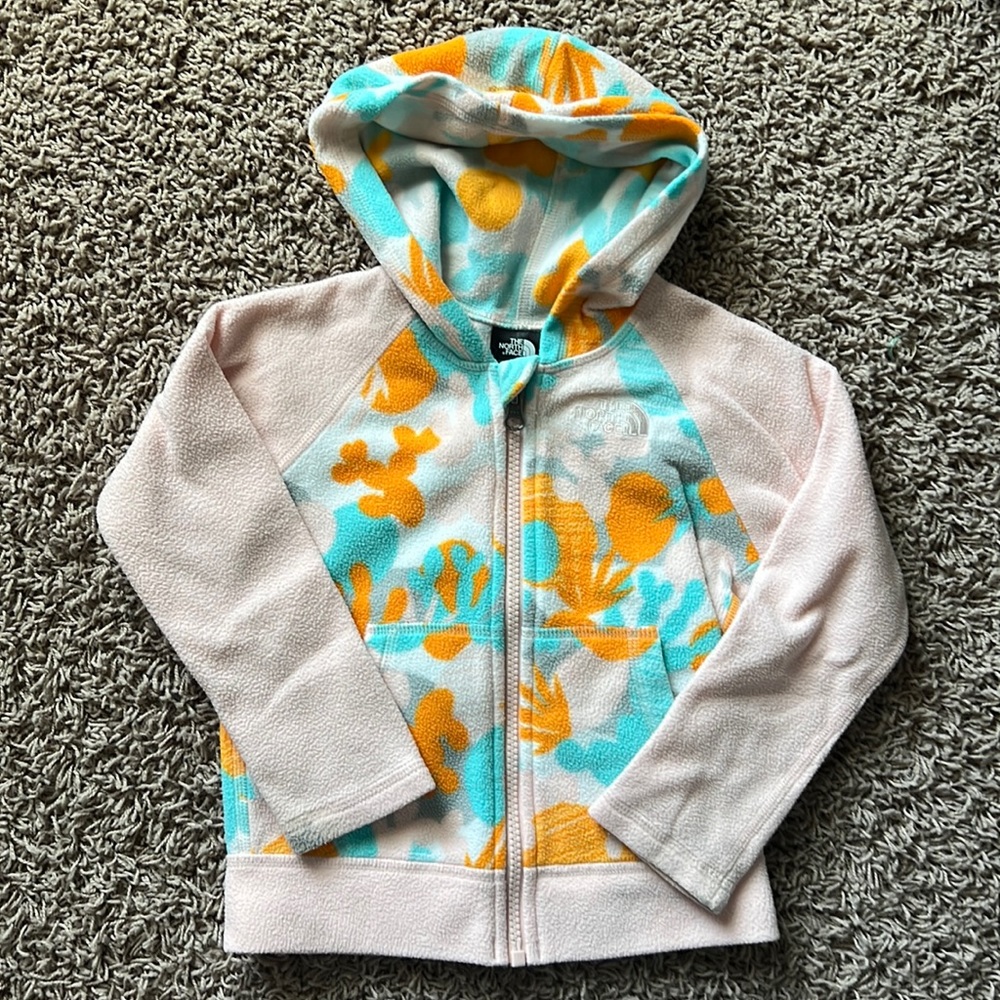 The North Face pink fuzzy hoodie for girls 3T